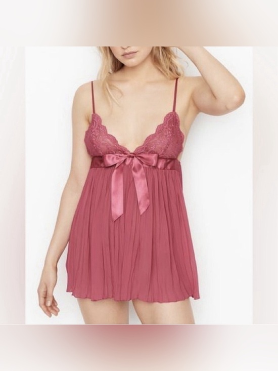 Victoria's Secret Dresses & Skirts - Victoria's Secret Pink Slip Lace Bow Size S 2017 Coquette Lingerie Chemise
